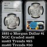 NGC 1881-o Morgan Dollar $1 Graded ms61 by NGC