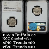 NGC 1927-s Buffalo Nickel 5c Graded vf25 by NGC