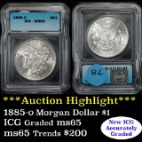 ***Auction Highlight*** 1885-o Morgan Dollar $1 Graded ms65 by ICG (fc)