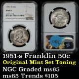NGC 1951-s Franklin Half Dollar 50c Graded ms65 by NGC