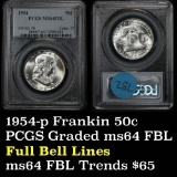 PCGS 1954-p Franklin Half Dollar 50c Graded ms64 fbl by PCGS