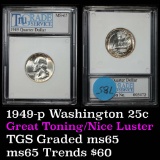1949-p Washington Quarter 25c by Tru Grade
