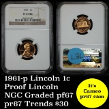NGC 1961-p Lincoln Cent 1c Graded pr67 by NGC