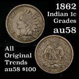 1862 Indian Cent 1c Grades Choice AU/BU Slider