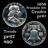 1958 Franklin Half Dollar 50c Grades GEM++ Proof
