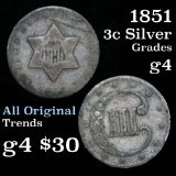 1851 3 Cent Silver 3cs Grades g, good