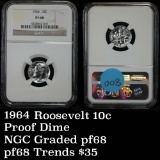 NGC 1964-p Roosevelt Dime 10c Graded pr68 by NGC