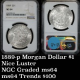 NGC 1889-p Morgan Dollar $1 Graded ms64 by NGC