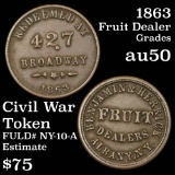 1863 Civil War Store Card TokenFuld # NY-10-A Civil War Token 1c Grades AU, Almost Unc
