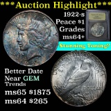 ***Auction Highlight*** 1922-s Peace Dollar $1 Graded Choice+ Unc by USCG (fc)