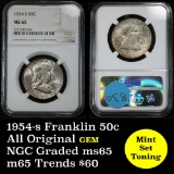 NGC 1954-s Franklin Half Dollar 50c Graded ms65 by NGC