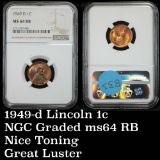 NGC 1949-d Lincoln Cent 1c Graded ms64 rb by NGC