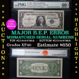 ***Auction Highlight*** Error Note 1957 Blue Seal Silver Cert $1 Graded xf40, EPQ by PMG (fc)