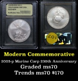 2005-p Marines Modern Commem Dollar $1 Graded ms70, Perfection by USCG