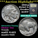 *** Auction Highlight *** 1918-p Buffalo Nickel 5c Graded Choice+ Unc by USCG (fc)