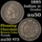 Full Liberty 1885 Indian Cent 1c 3 diamonds Grades AU, Almost Unc very tough date