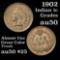 nice all original example 1902 Indian Cent 1c Grades AU, Almost Unc