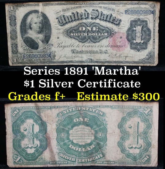 Series 1891 'Martha' Silver dollar $1 Grades f+ (fc)