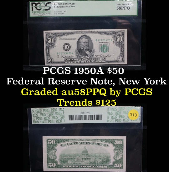 PCGS 1950A $50  Federal Reserve Note, New York  Graded au58PPQ by PCGS