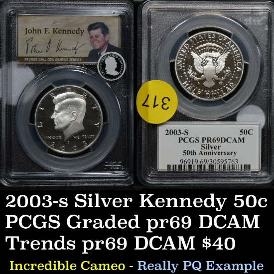 PCGS 2003-s Silver Proof Kennedy Half 50c Incredible cameo Graded pr69dcam PCGS Really PQ example