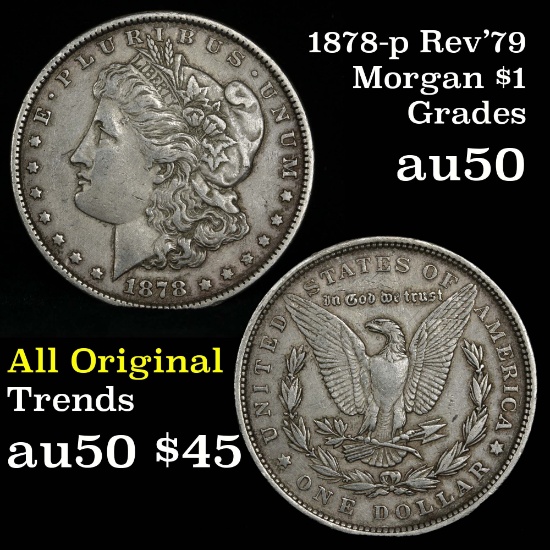 1878-p Rev '79 Morgan Dollar $1 Grades AU, Almost Unc