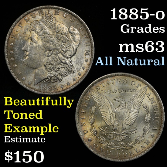 all original 1885-o Morgan Dollar $1 nice golden toning Grades Select Unc good luster