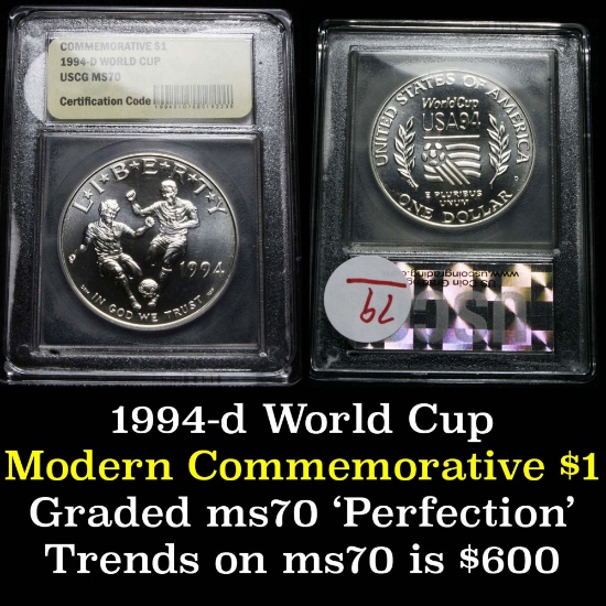 ***Auction Highlight*** 1994-d World Cup Modern Commem Dollar $1 Grades ms70, Perfection (fc)