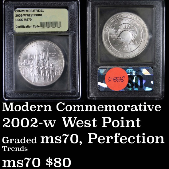 2002-w West Point Modern Commem Dollar $1 Grades ms70, Perfection