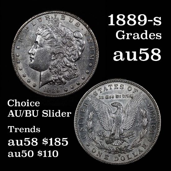 blast white 1889-s Morgan Dollar $1 Semi key date Grades Choice AU/BU Slider (fc)