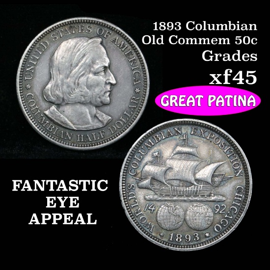 All Original 1893 Columbian Old Commem Half Dollar 50c Great Eye Appeal Grades xf+
