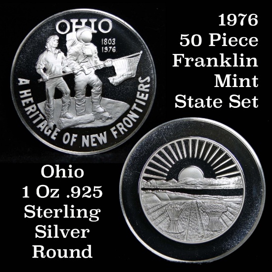 1976 Franklin Mint .925 Fine Sterling Silver Proof Round Ohio