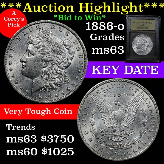 ***Auction Highlight*** 1886-o Morgan $1 Great luster Graded Select Unc by USCG Nice strike (fc)