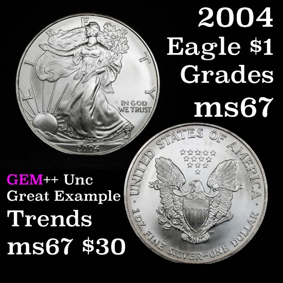 2004 Silver Eagle Dollar $1 Grades GEM++ Unc