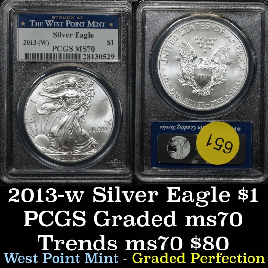 Perfection PCGS 2013(w) Silver Eagle Dollar $1 Graded ms70 by PCGS