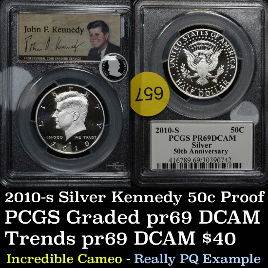 PCGS 2010-s Silver Proof Kennedy Half 50c Great cameo Graded pr69dcam PCGS Really PQ example