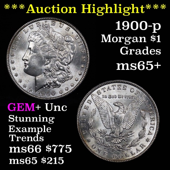 ***Auction Highlight*** slanted date 1900-p Morgan Dollar $1 Grades GEM+ Unc (fc)