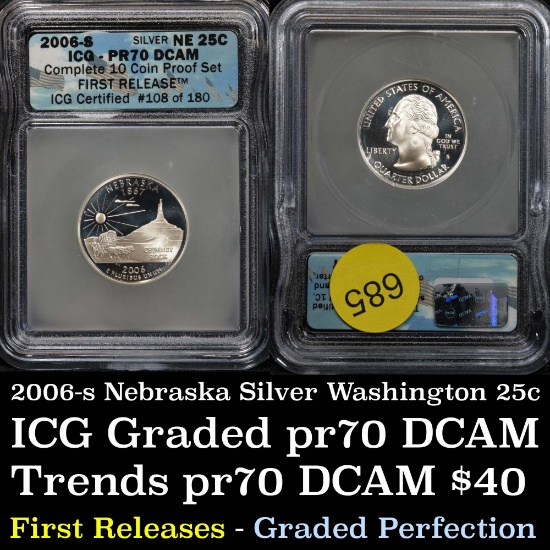 First release 2006-s Nebraska Silver Proof Statehood Quarter 25c Graded pr70dcam By ICG perfection