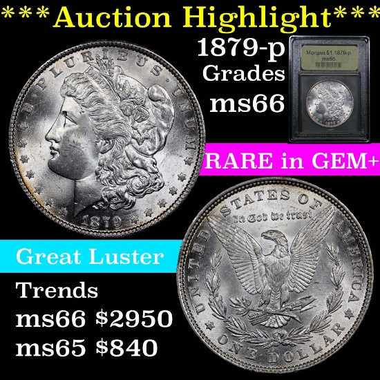 ***Auction Highlight*** Superb example 1879-p Morgan Dollar $1 Grades GEM+ Unc (fc)