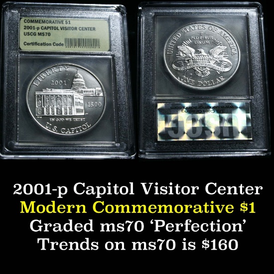 2001-p Capitol Modern Commem Dollar $1 Grades ms70, Perfection