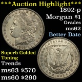 ***Auction Highlight*** semi key date 1892-p Morgan Dollar $1 all original Grades Select Unc (fc)