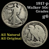 Tough Date 1917-p Walking Liberty Half Dollar 50c Grades g+