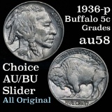 1936-p Buffalo Nickel 5c Grades Choice AU/BU Slider looks unc