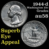 1944-d Washington Quarter 25c Grades Choice AU/BU Slider virtually unc