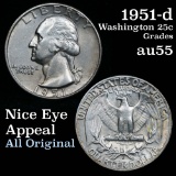 1951-d Washington Quarter 25c lightly toned Grades Choice AU near unc