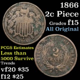 All Original  1866 2 Cent Piece 2c Grades f+