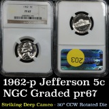 NGC 1962 Jefferson Nickel 5c Rotated die Graded pf67 By NGC Deep cameo reverse