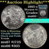 ***Auction Highlight*** Stunning 1885-o Morgan Dollar $1 virtually prstine Graded ms66+ By ICG (fc)