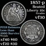 All Original  1857-p Seated Liberty Dime 10c Good Eye Appeal Grades vf++