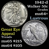 1942-d Walking Liberty Half Dollar 50c Super Eye Apeal Grades Choice+ Unc great Luster