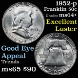 1952-p Franklin Half Dollar 50c Grades Choice+ Unc nice luster